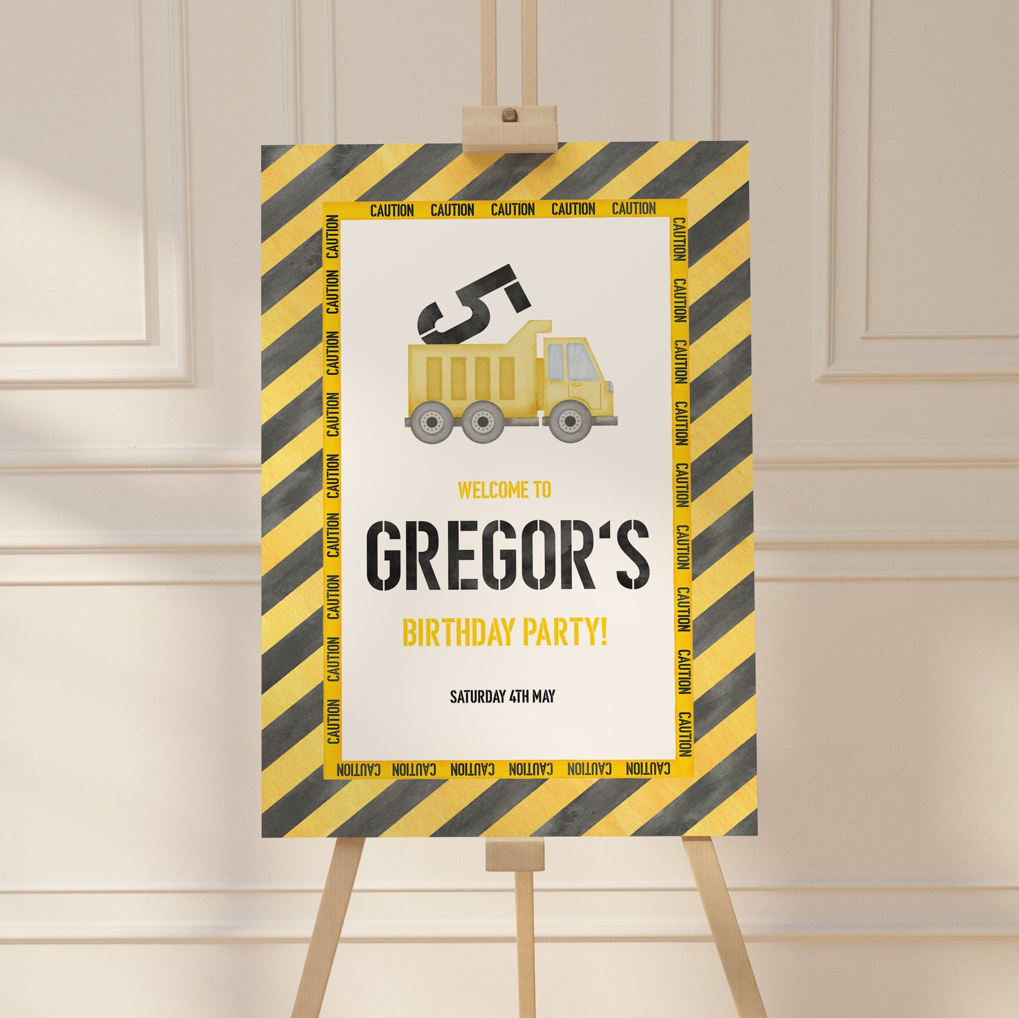 Construction Kids Birthday Party Welcome Sign