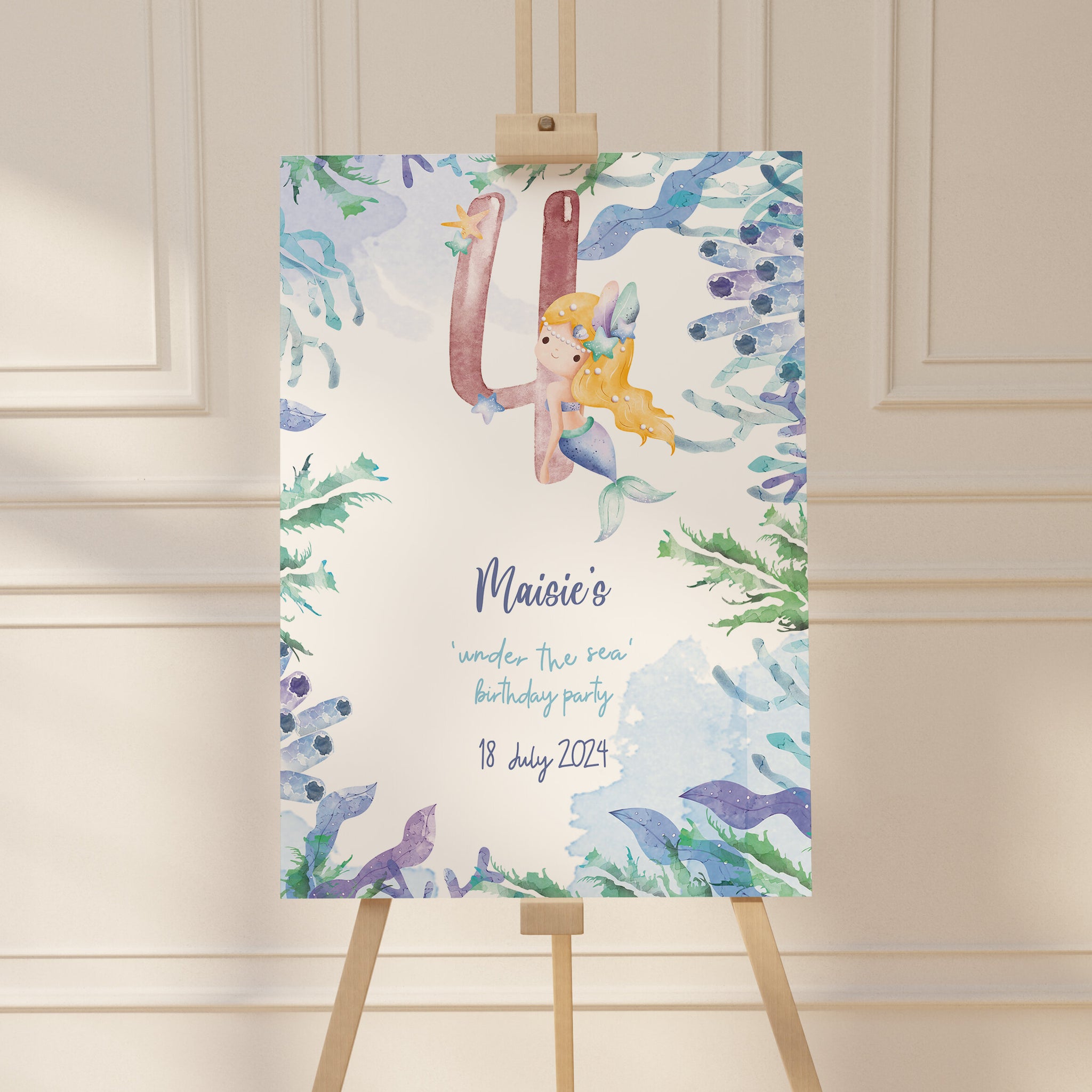 Mermaid Kids Birthday Party Welcome Sign