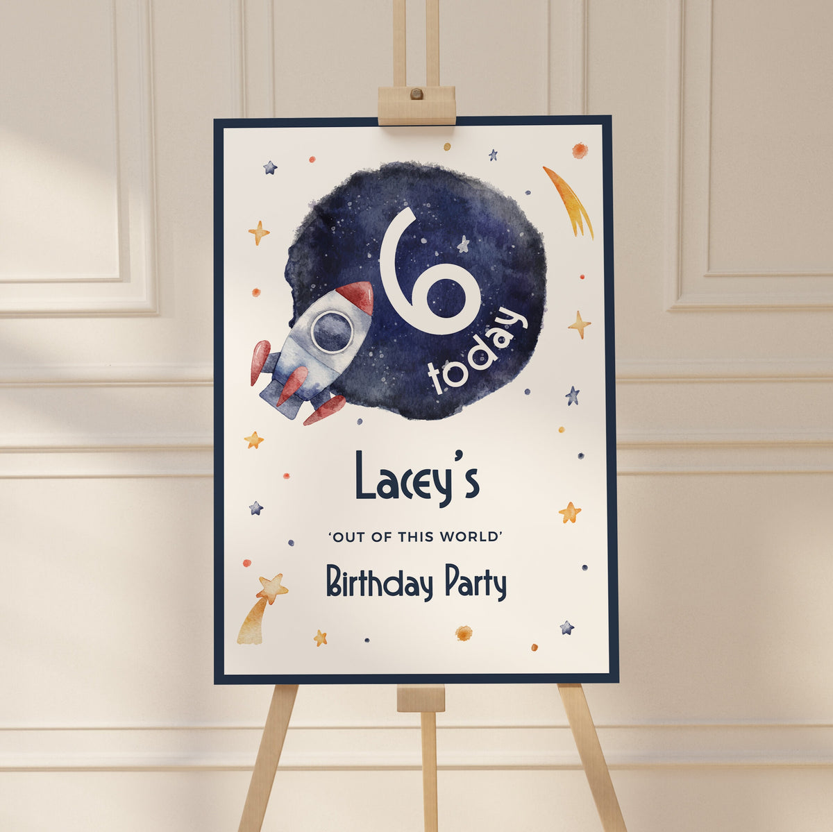Space Rocket Kids Birthday Party Welcome Sign