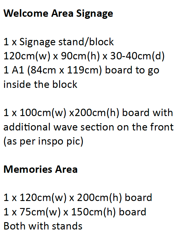 KM 2 Backdrops, A1 Welcome Sign Box, 9mm MDF A1, wave layered Backdrop