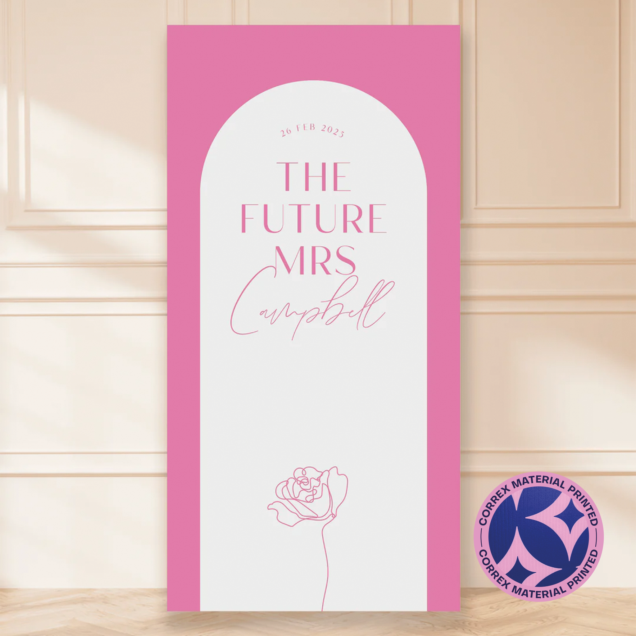 'The Future Mrs' Pink Hen Party Backdrop
