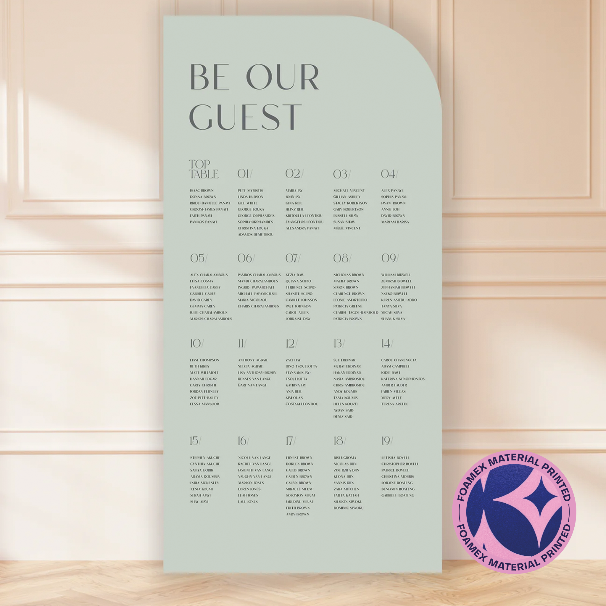 Half Arch Wedding Seating Chart